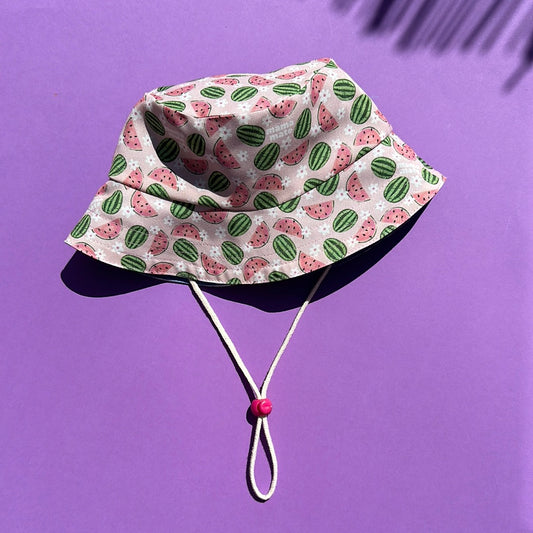 Bucket hat with laces - watermelons