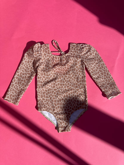 Children's one-piece swimsuit long sleeve *with UV protection* - giraffe 