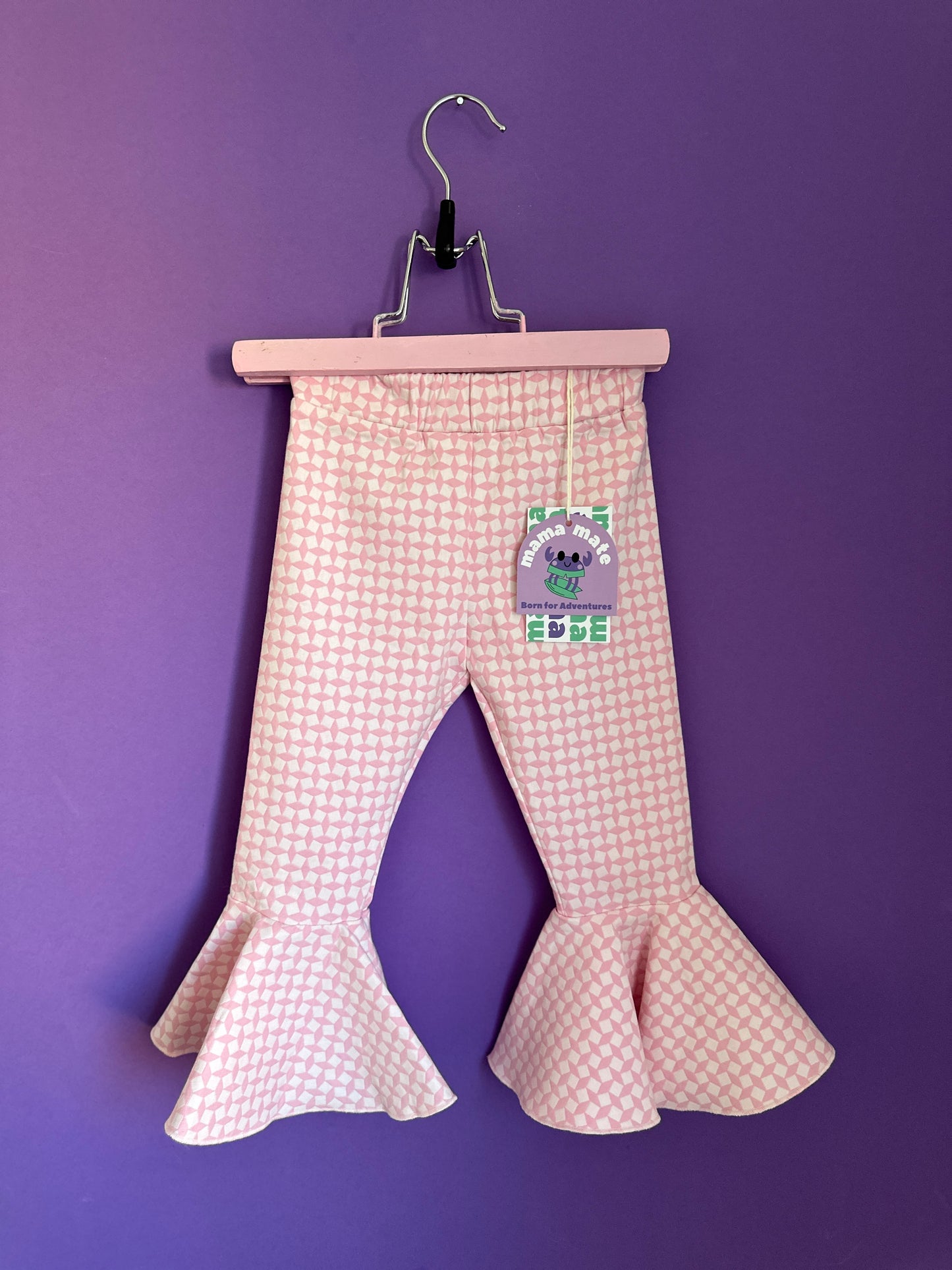 Pants with curl - white and pink check