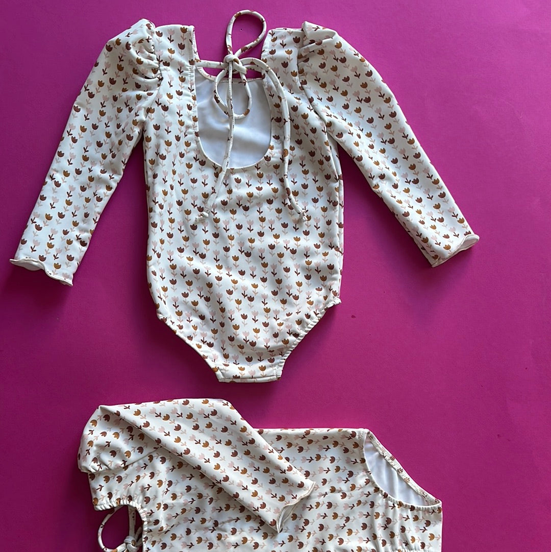 Children's swimsuit with long sleeves - tulips - UV PROTECTION ☀️