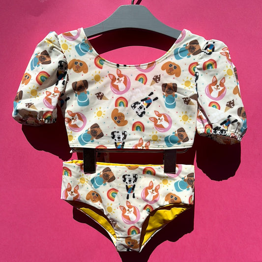 Two-piece children's swimsuit with UV protection - puppies 🍉 