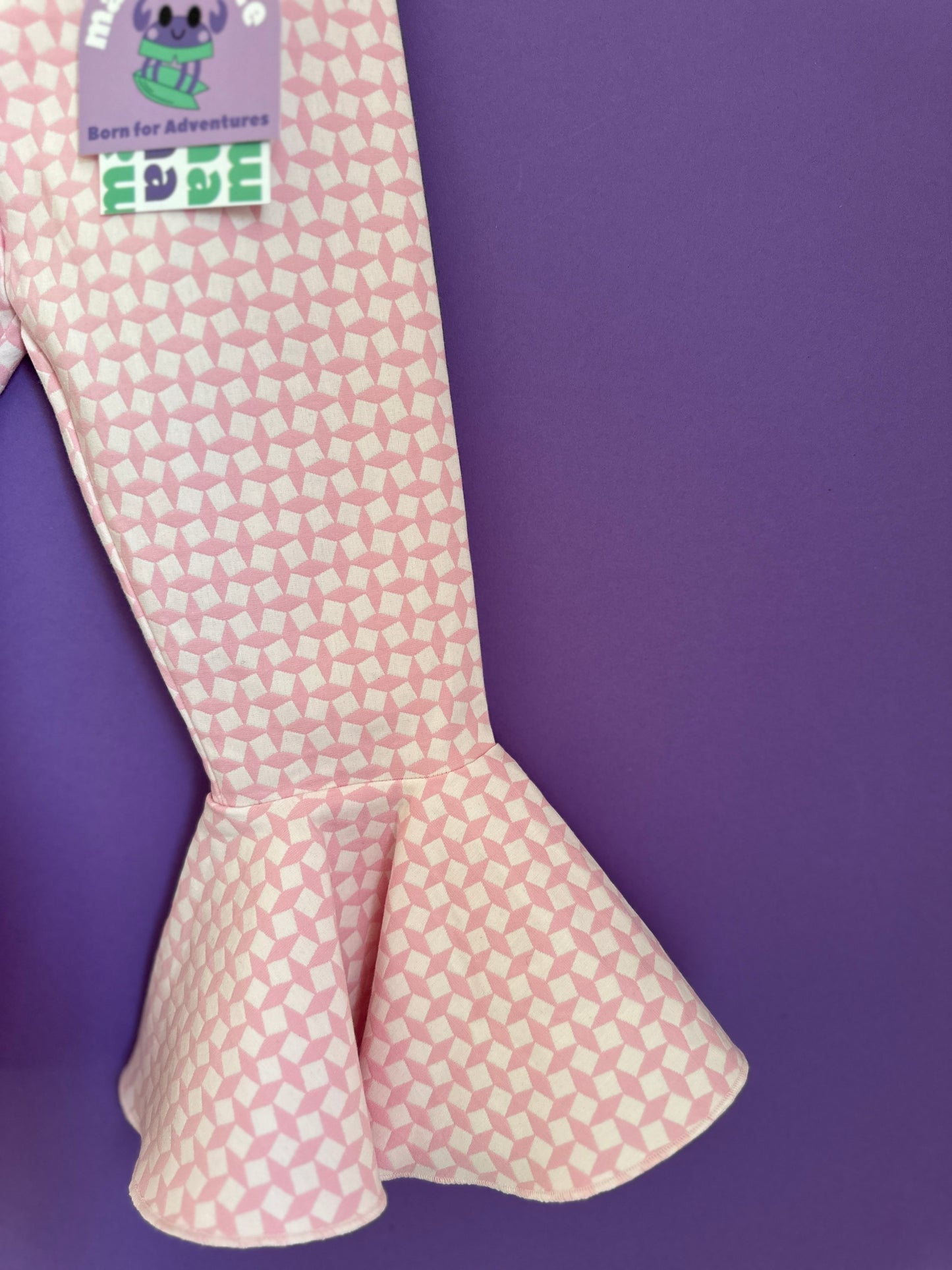 Pants with curl - white and pink check