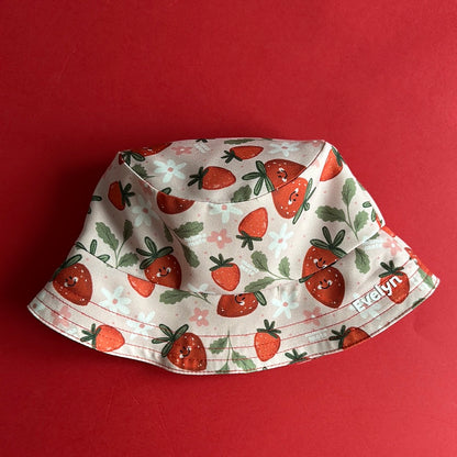 Double-faced strawberry hat - bucket hat strawberries