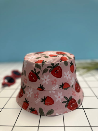 Double-faced strawberry hat - bucket hat strawberries