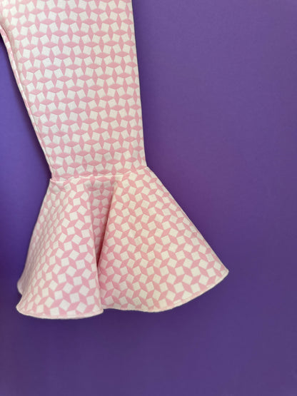 Pants with curl - white and pink check