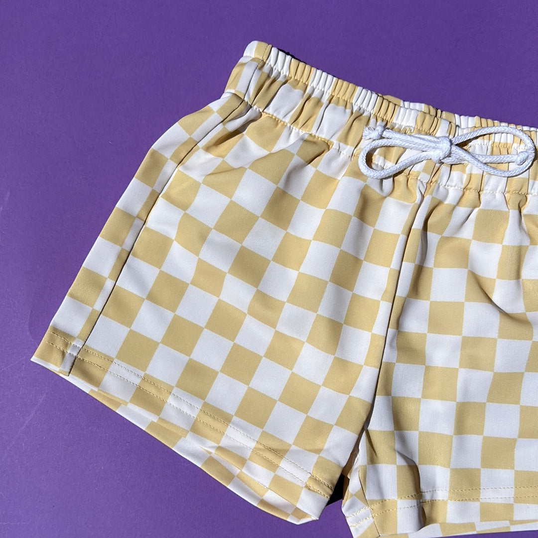 Shorts with UV protection *limited edition* - checks yellow