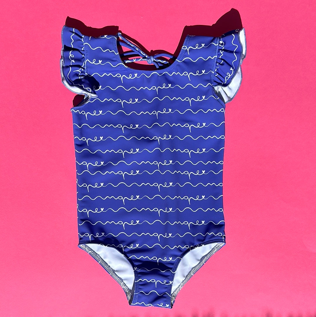 LIMITED EDITION - Children's one-piece swimsuit with curl *UV protection* - "sea" 