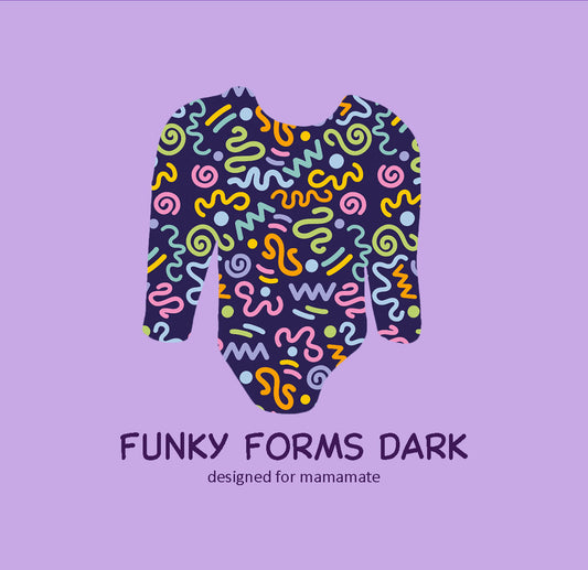 *Pre-Order* Детски цял бански дълъг ръкав *с UV защита* - FUNKY FORMS - black